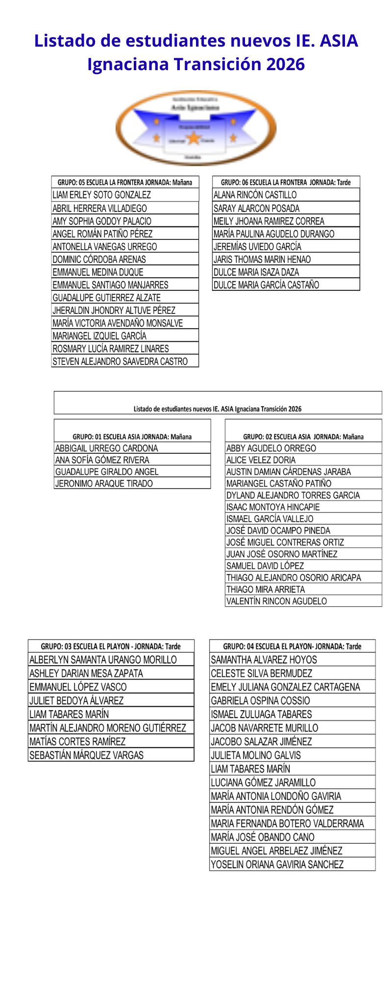 Listado transición 2026
